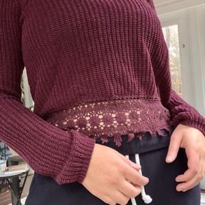 Knit Sweater w/ Lacey Trim